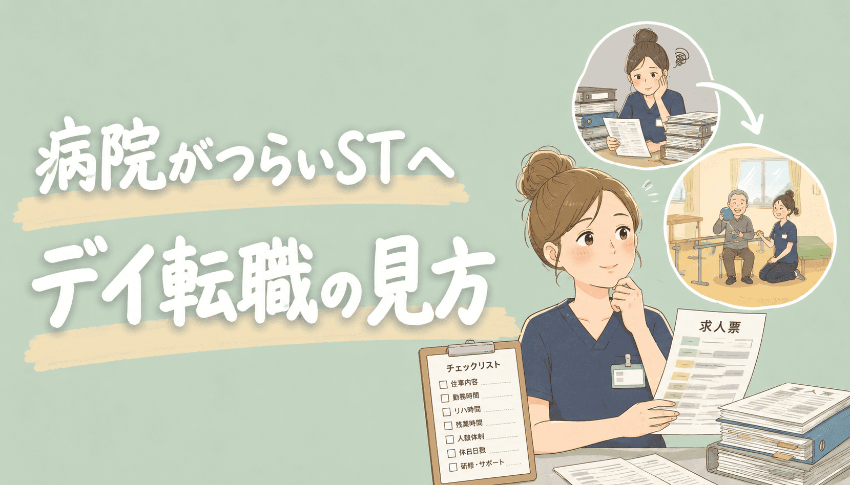 【現役ST解説】病院がつらいSTへ｜デイサービス転職で後悔しない求人票の見方