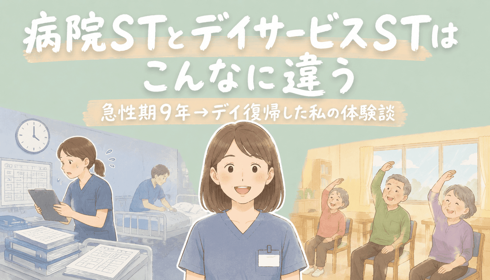 【現役ST解説】病院STとデイサービスSTはこんなに違う｜急性期9年→デイ復帰した私の体験談